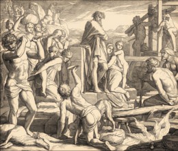 Cain establishing the city of Enoch, Old Testament, by Julius Schnorr von Carolsfeld, 1860