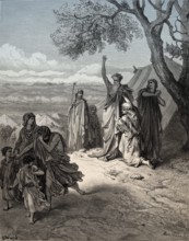 Noah Curses Ham and Canaan, Old Testament, woodcut by Gustave Doré
