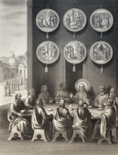 Before the ascension of Jesus, Resurrection of Jesus, New Testament, steel engraving 1853,