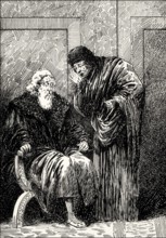 The personification of Care with Faust, Act V, Faust II, Johann Wolfgang von Goethe