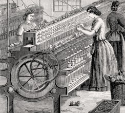 Cotton spinning at Walter Evans and Company, Derby, England, 19th century