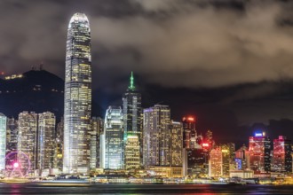 Hong Kong night view seen from the Victoria Harbor. Shooting Location: Hong Kong Special