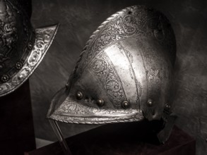 Italian high crested burgundy, 16th century, Álava Armory Museum, Vitoria, Basque Country, Spain,