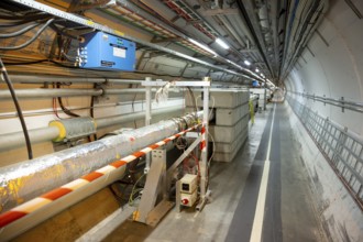 CERN, France - 25 June, 2019: A part of The Large Hadron Collider (LHC) is seen underground inthe