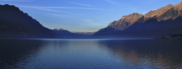 Mount Augstmatthorn at sunrise. Lake Brienzersee, Switzerland, Europe