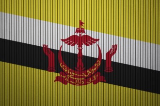 Brunei flag painted on the cracked grunge concrete wall