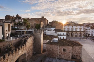 Scenic sunset in the medieval city of Caceres, Spain. High quality photo