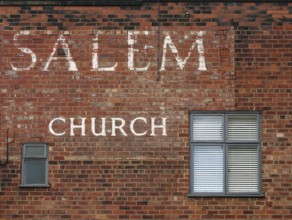 Leeds, west yorkshire, 17 June 2021: old painted sign on the historic salem chapel as the oldest