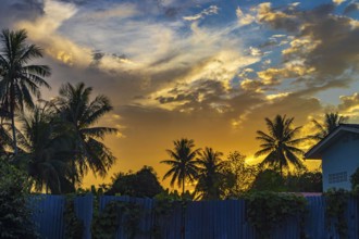 Sunset at panorama of the landscape Mekong river and Luang Prabang city in Laos world tour in
