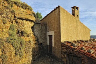 Small Spanish old town with a view of the mountains. Ares in Spain