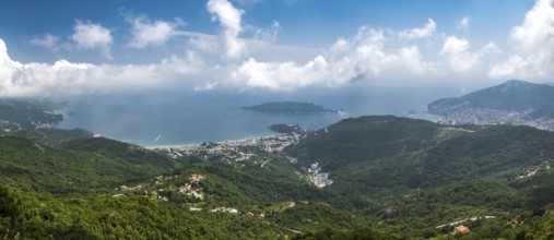 View over the Becici and Budva in Montenegro