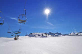 Baqueira Beret in Lerida Catalonia ski spot resort in Aran Valley of Pyrenees Spain