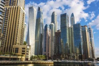 Modern residential architecture of Dubai Marina, United Arab Emirates, Asia