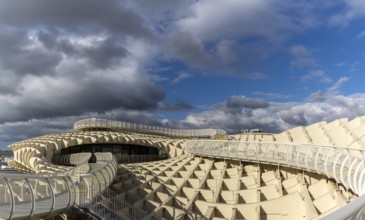 Seville, Spain - 10 January, 2021: sightseeing walk on top of the Metopol Parasol in Seville