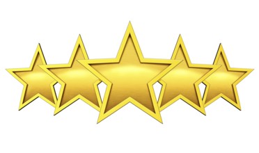3D rendering of five golden stars