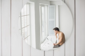 Shaving concept with attractive man