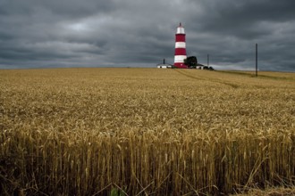 HAPPISBURGH, NORFOLK, UK - AUGUST 6 : Storm approaching the Lighthouse at Happisburgh in Norfolk on