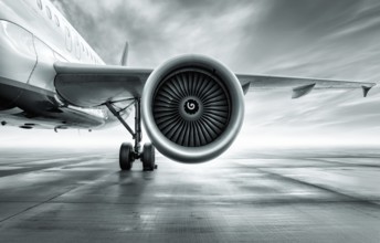 turbine of an airliner against the sky