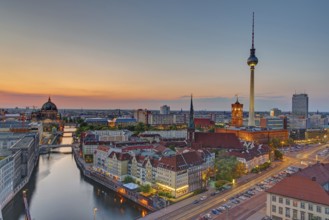 Sunset over downtown Berlin with the famous TV tower