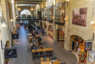 People enjoying food in The Forks Market in Winnipeg, Canada, North America