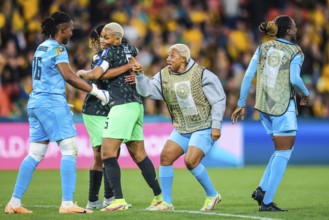 BRISBANE, AUSTRALIA, JULY 27: Nigeria team celebrate beating Australia at the FIFA Women's World