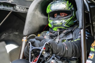 NHRA driver, Matt Hagan, prepares to qualify for the Dodge Power Brokers NHRA Mile-High Nationals