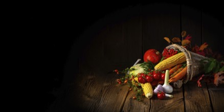 The beautiful autumn cornucopia with vegetables