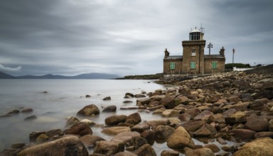 A long exposure view of the historic 19th-century Blacksod Lighthouse on the Mullet Peninsula in