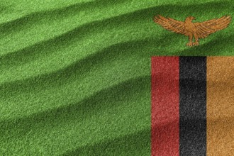 Zambia sand flag, national flag sand background