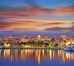 Tarragona port sunset with sea reflection in Catalonia