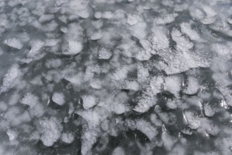 Nature, ice structures on a frozen Saint Lawrence River, Province of Quebec, Canada, North America