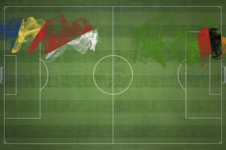 Seychelles vs Zambia Soccer Match, national colors, national flags, soccer field, football game,