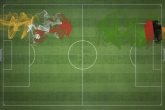 Bhutan vs Zambia Soccer Match, national colors, national flags, soccer field, football game,