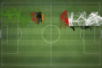 Zambia vs United Arab Emirates Soccer Match, national colors, national flags, soccer field,