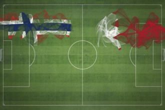 Norway vs Bahrain Soccer Match, national colors, national flags, soccer field, football game,