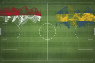 Monaco vs Sweden Soccer Match, national colors, national flags, soccer field, football game,