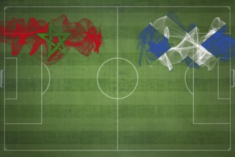 Morocco vs Scotland Soccer Match, national colors, national flags, soccer field, football game,