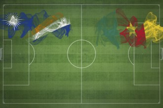 Marshall Islands vs Cameroon Soccer Match, national colors, national flags, soccer field, football