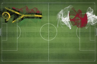 Vanuatu vs Japan Soccer Match, national colors, national flags, soccer field, football game,