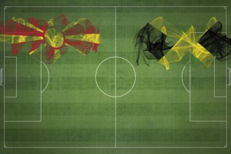 North Macedonia vs Jamaica Soccer Match, national colors, national flags, soccer field, football