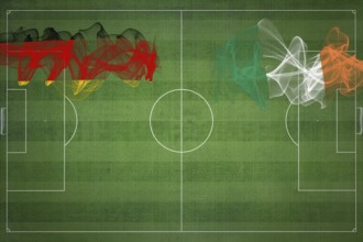 Germany vs Ireland Soccer Match, national colors, national flags, soccer field, football game,