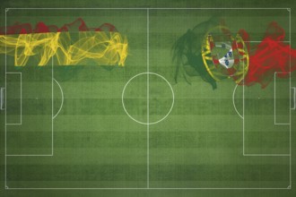 Bolivia vs Portugal Soccer Match, national colors, national flags, soccer field, football game,