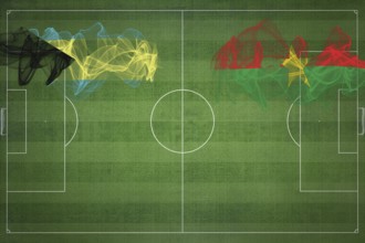 Bahamas vs Burkina Faso Soccer Match, national colors, national flags, soccer field, football game,