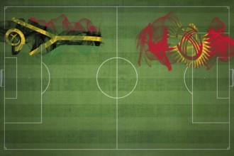 Vanuatu vs Kyrgyzstan Soccer Match, national colors, national flags, soccer field, football game,