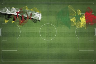 Brunei vs Senegal Soccer Match, national colors, national flags, soccer field, football game,