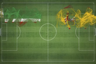 Chechnya vs Spain Soccer Match, national colors, national flags, soccer field, football game,