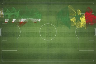 Chechnya vs Senegal Soccer Match, national colors, national flags, soccer field, football game,