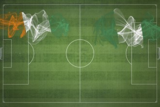 Ivory Coast vs Nigeria Soccer Match, national colors, national flags, soccer field, football game,