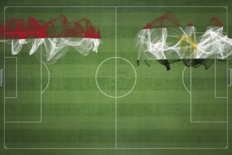 Monaco vs Egypt Soccer Match, national colors, national flags, soccer field, football game,