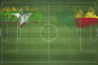 Myanmar vs Benin Soccer Match, national colors, national flags, soccer field, football game,
